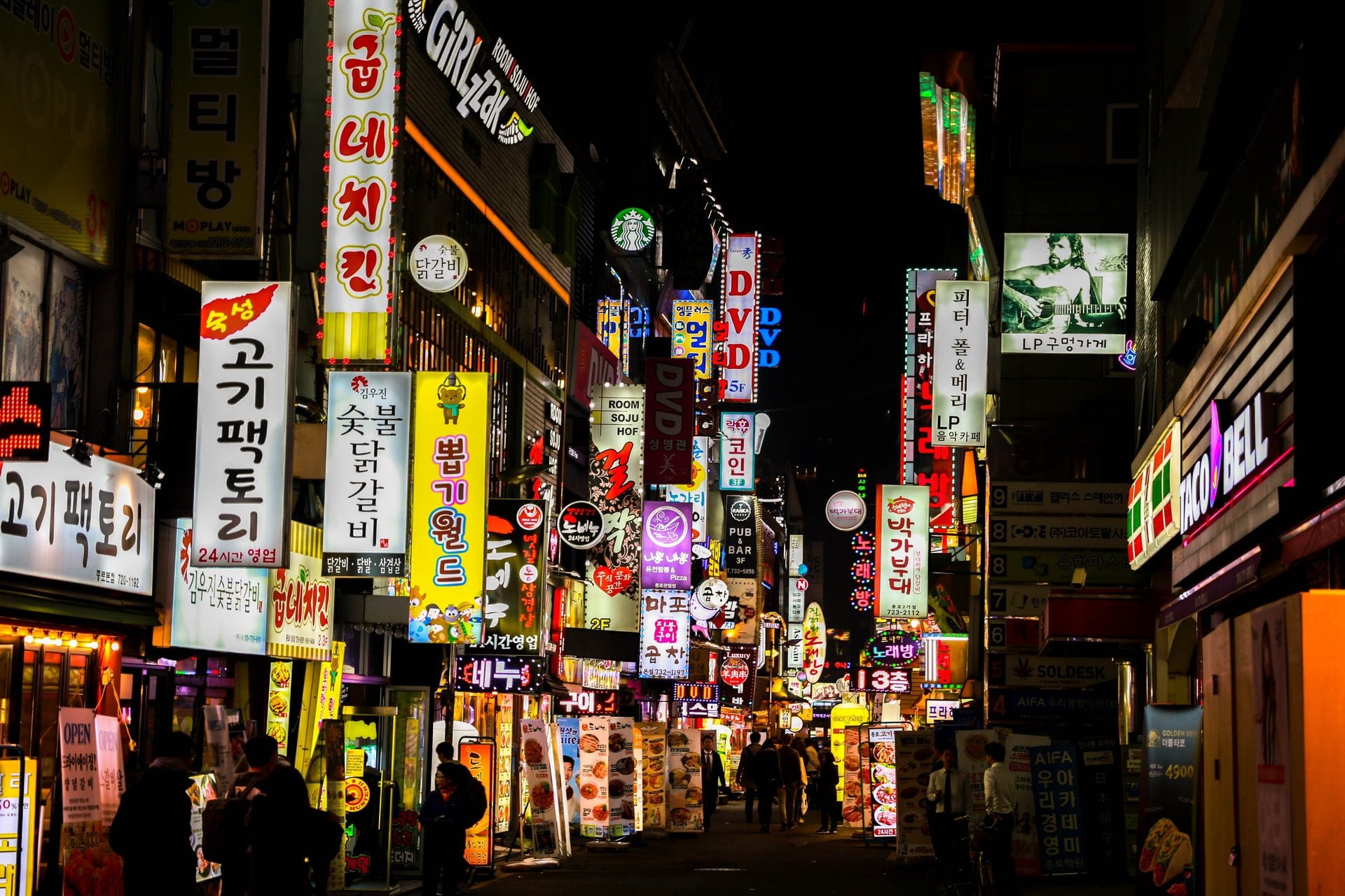 全球最適合旅行國家 2018 年前三名推薦 south Korea street architecture building business restaurant signboard night